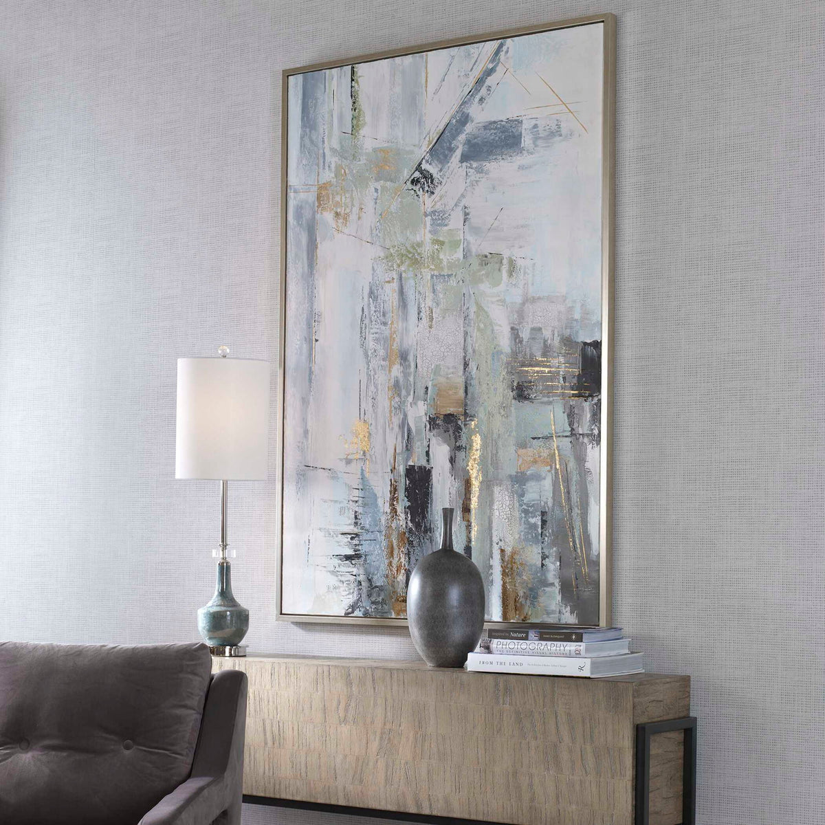 Natural Springs - Hand Painted Canvas Art - Light Gray