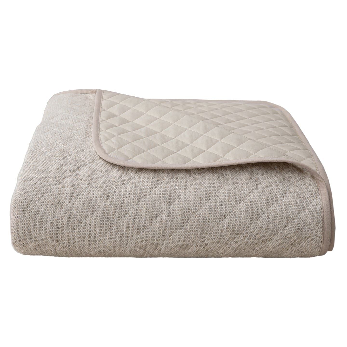 Fairfield - Twin Linen Coverlet Set (Set of 3) - Cream / Tan