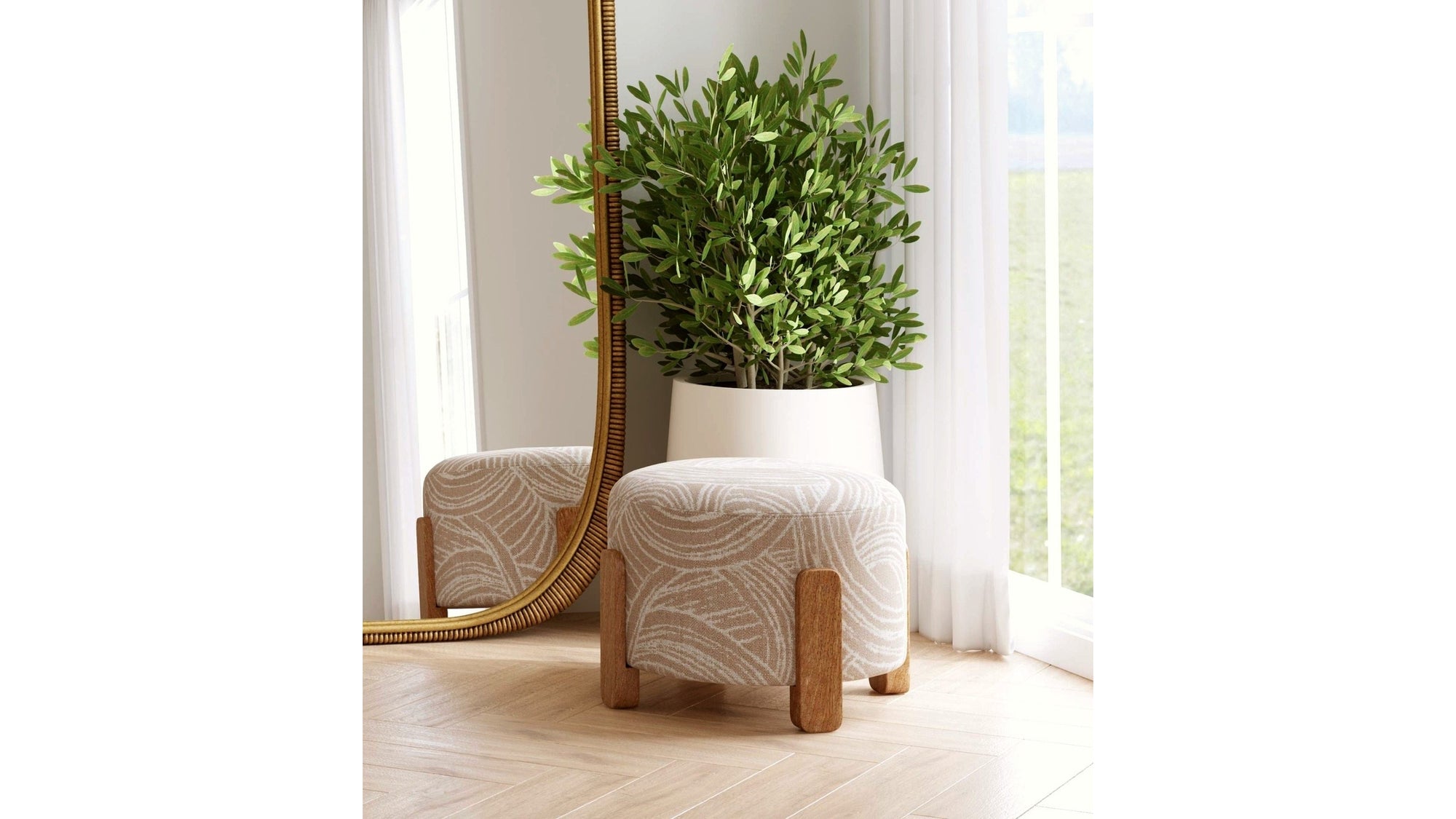 Willow - Accent Ottoman - Khaki Swirl