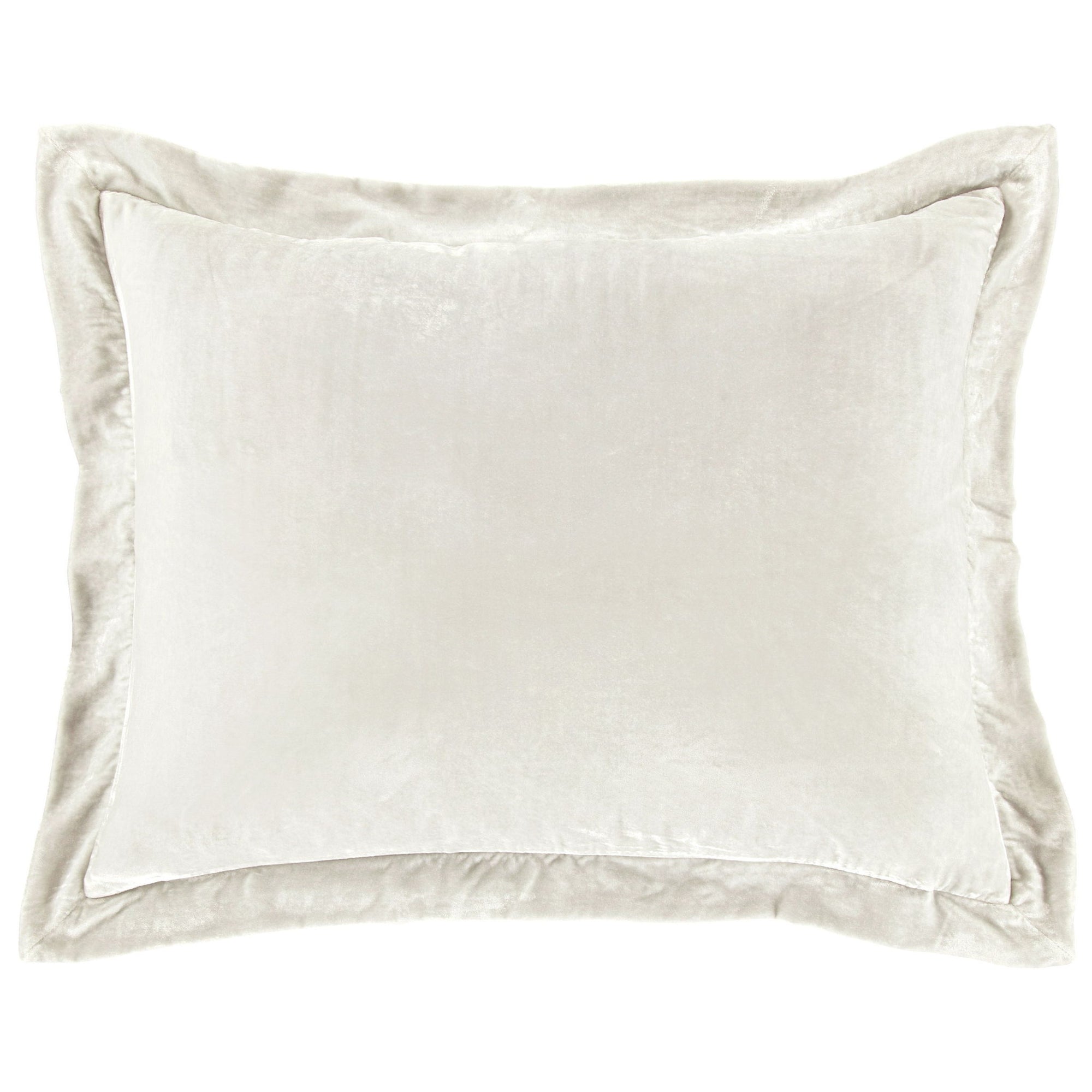 Stella - Faux Silk Velvet Flanged Dutch Euro Pillow - Stone