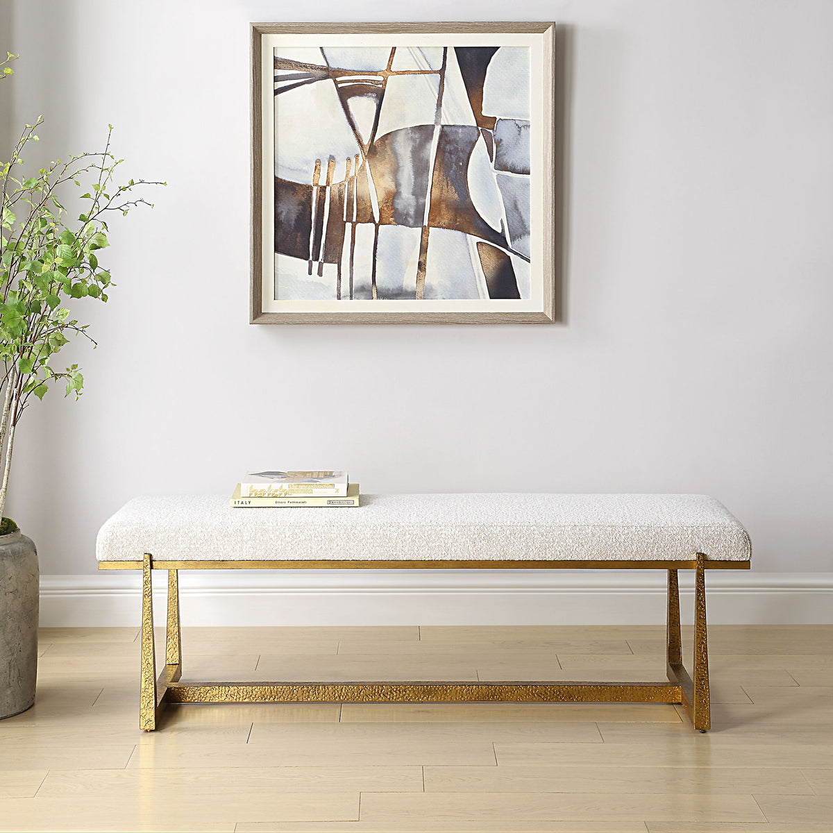 Midas - Bench - Antique Gold &amp; White