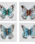 Metallic Butterflies Canvas Art Set of 4 - Blue
