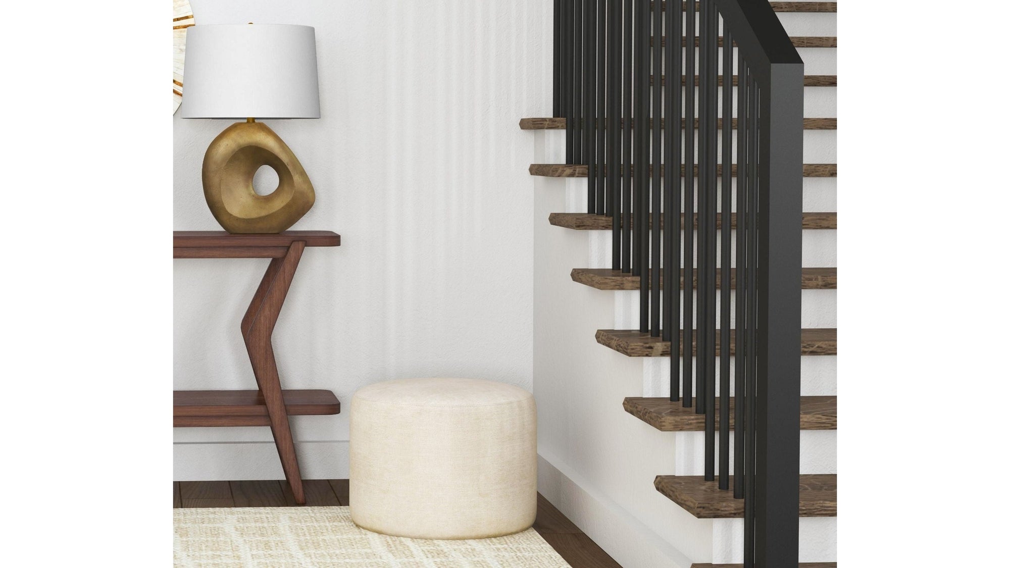 Anderson - Round Ottoman - Beige