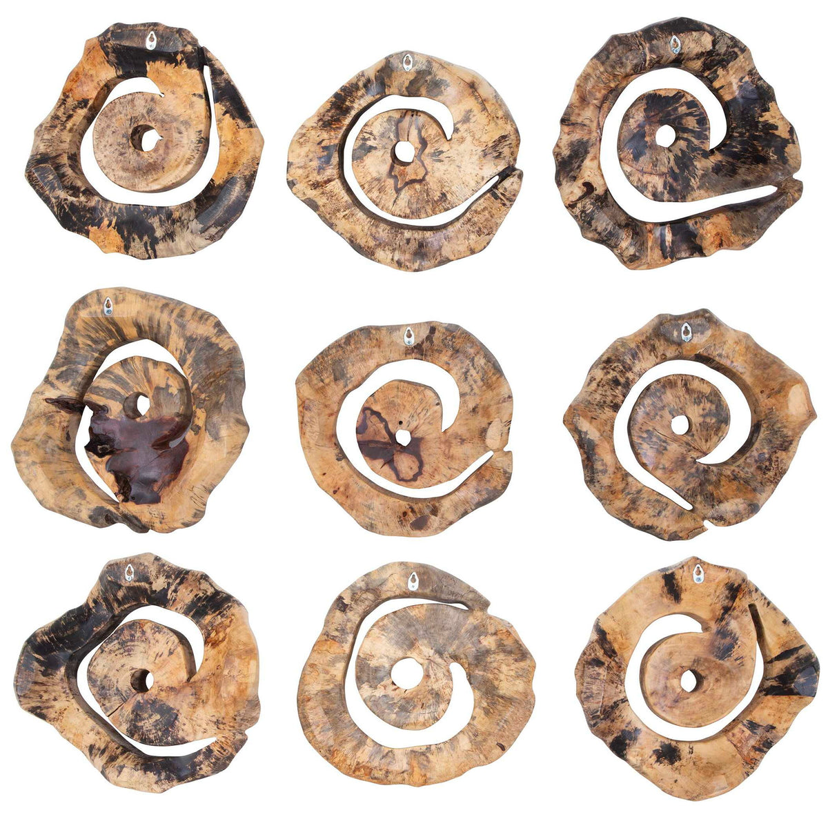 Corkscrew - Wood Wall Decor (Set of 9) - Light Brown