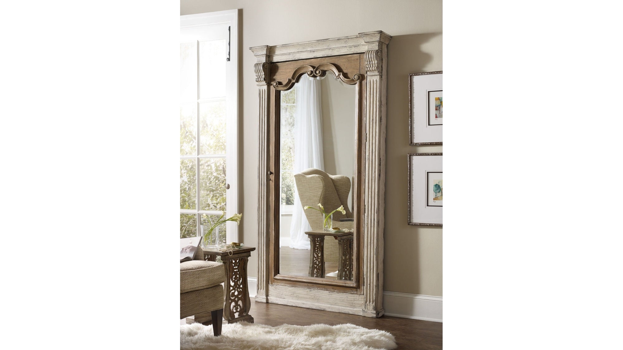 Chatelet - Floor Mirror With Jewelry Armoire Storage - Paris Vintage