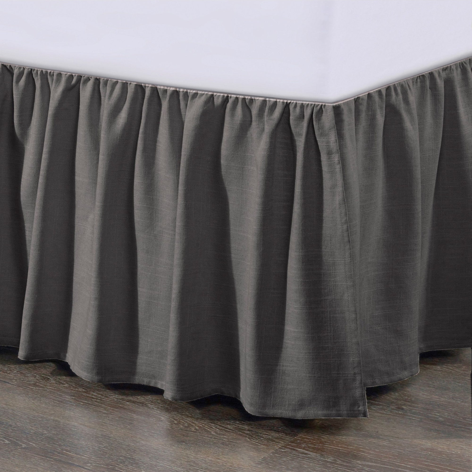 Lily - Queen Washed Linen Gathered Bed Skirt - Slate