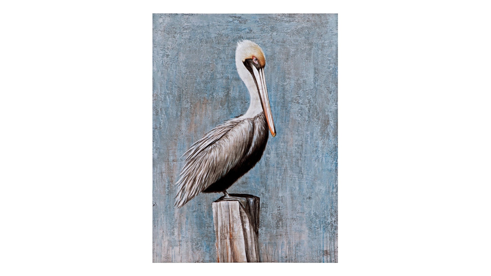 Pelican Canvas Art - Blue / Gray