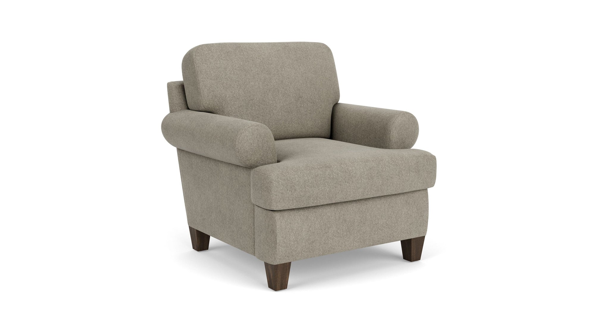 Moxy - Fabric Arm Chair, T-Shaped Seat Cushion, Curved Sock Arms