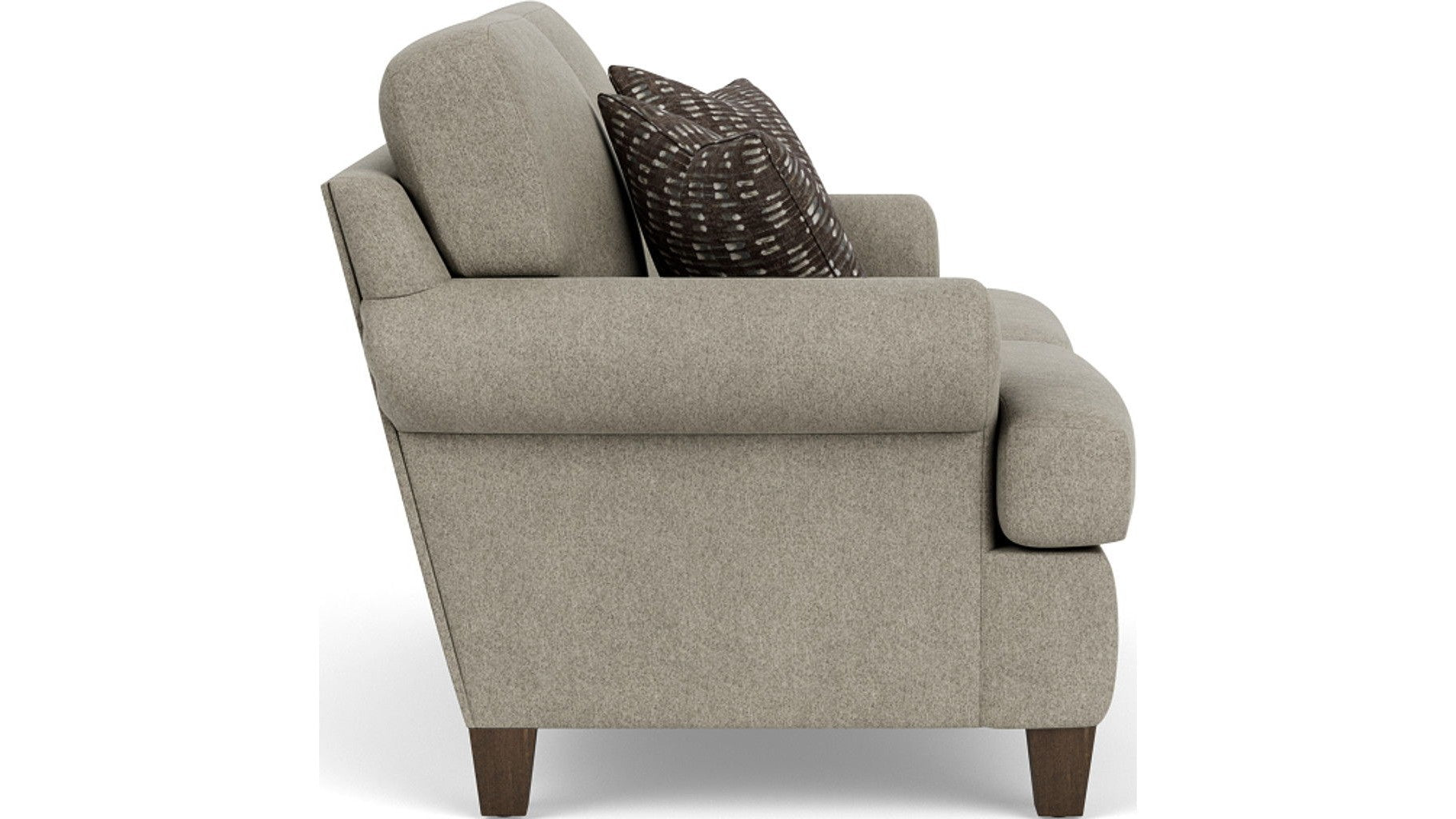 Moxy - Fabric Loveseat, T-Shaped Seat Cushion, Curved Sock Arms