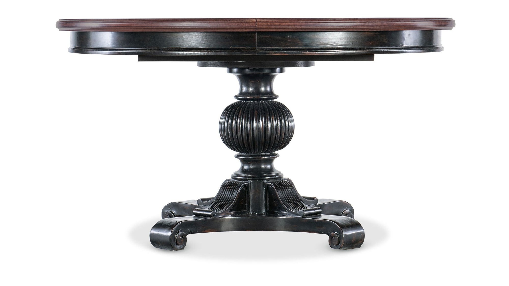 Charleston - Round Pedestal Dining Table With 1-20" leaf - Dark Brown
