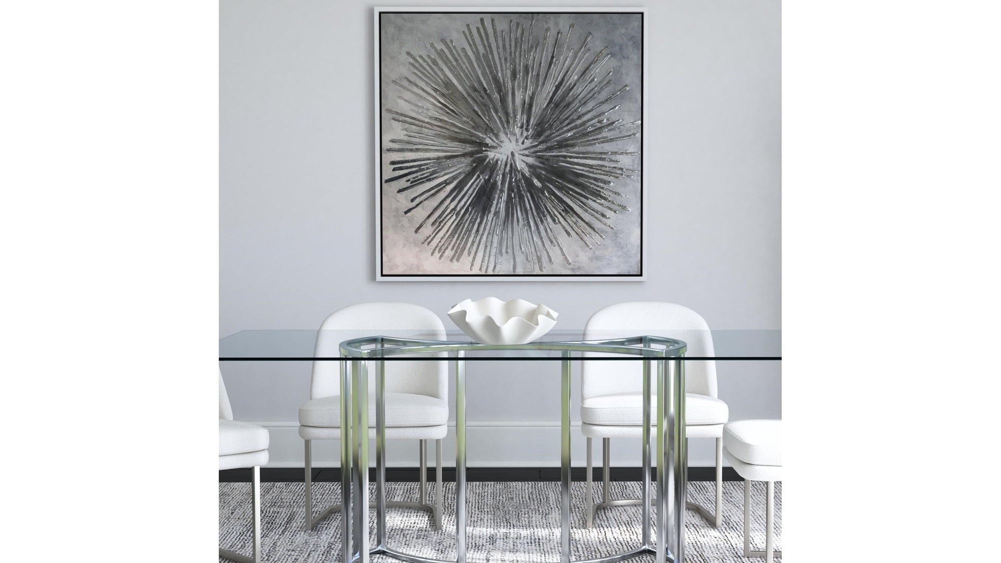 Energy Burst Canvas Art - Pearl Silver