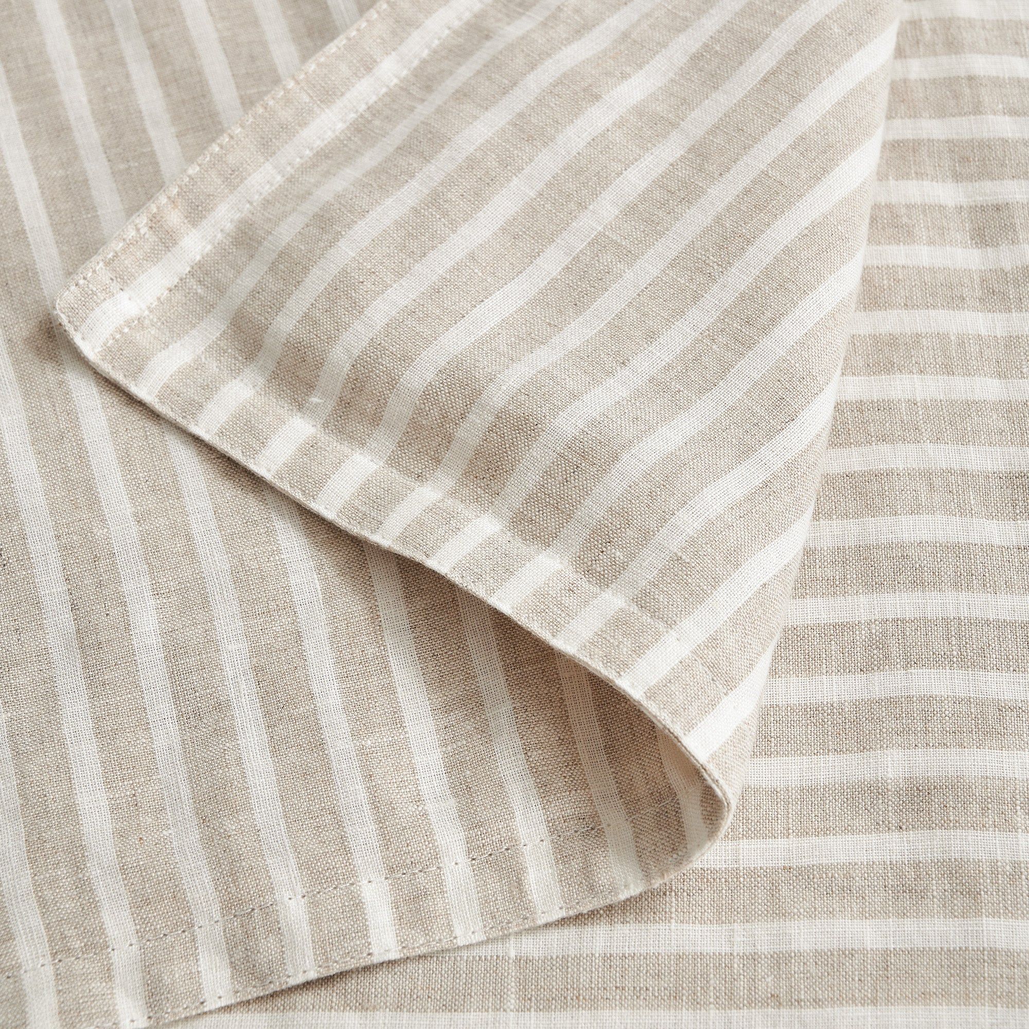 100% French Flax Linen - King Railroad Stripe Duvet Cover Set (Set of 3) - Natural