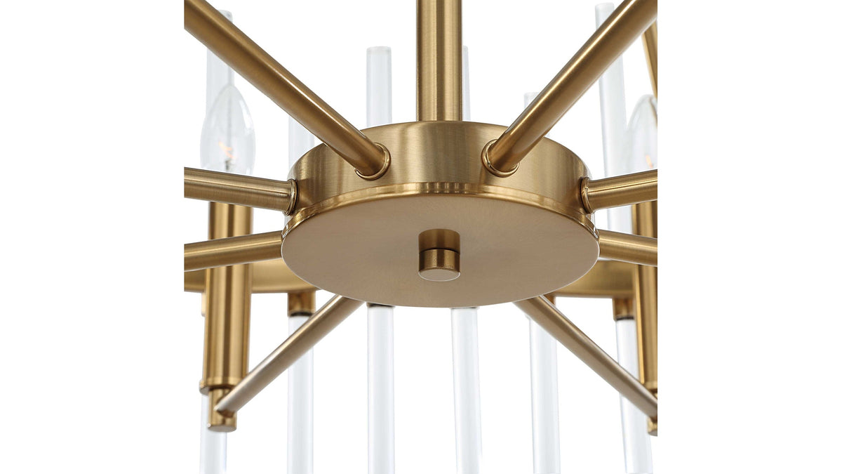 Crystal - Stick 8 Light Chandelier - Brass