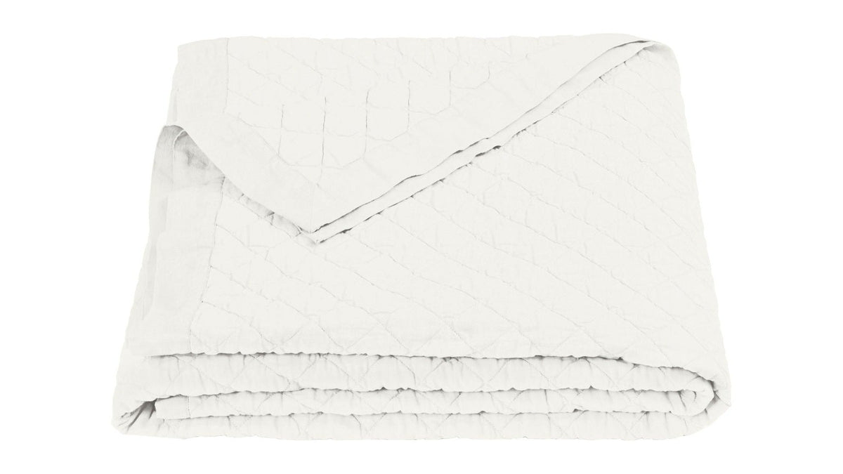 Diamond Linen - Twin Linen Cotton Diamond Quilt - Vintage White