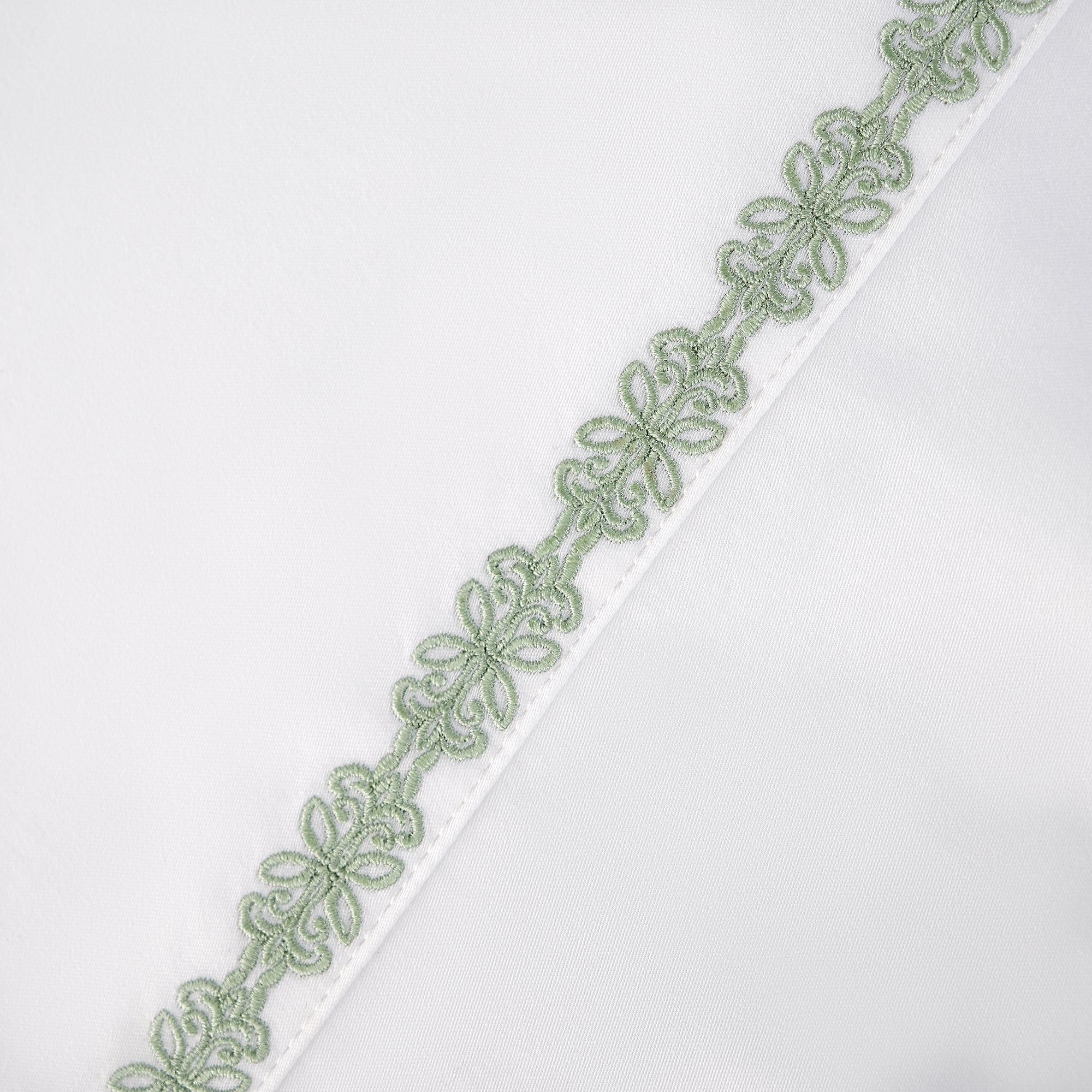 Laurel Sheet - Queen 350TC Laurel Embroidered Border Sheet Set (Set of 4) - Fern Green