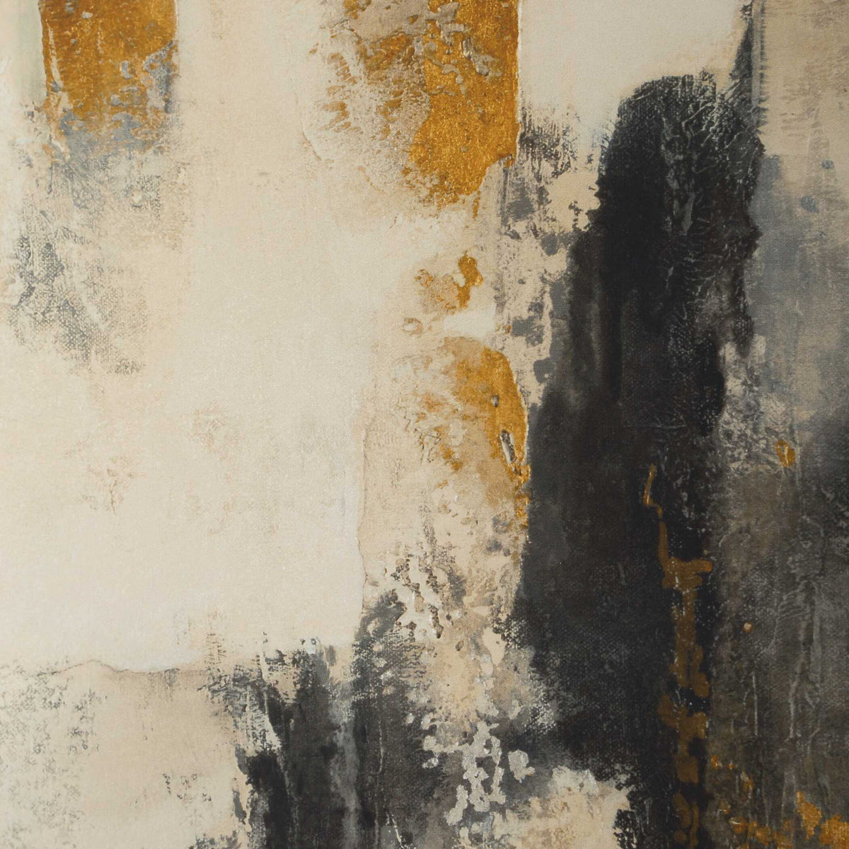 Landslide - Framed Abstract Print - Black / Brass / Gold / Gray / Orange / White / Yellow