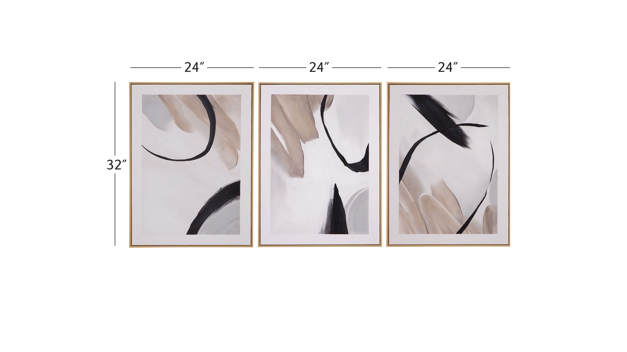 Eartha Canvas Art Set of 3 - Beige / Black