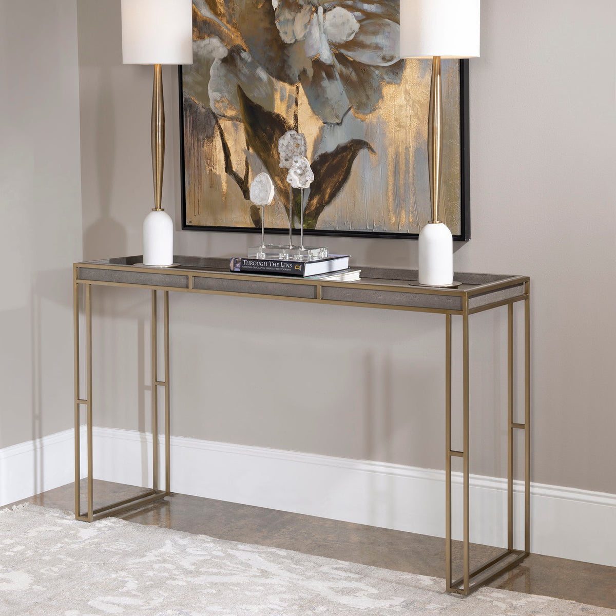 Cardew - Modern Console Table - Silver &amp; Gold