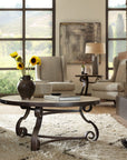 Hill Country - Luckenbach Metal And Stone End Table - Light Brown / Black