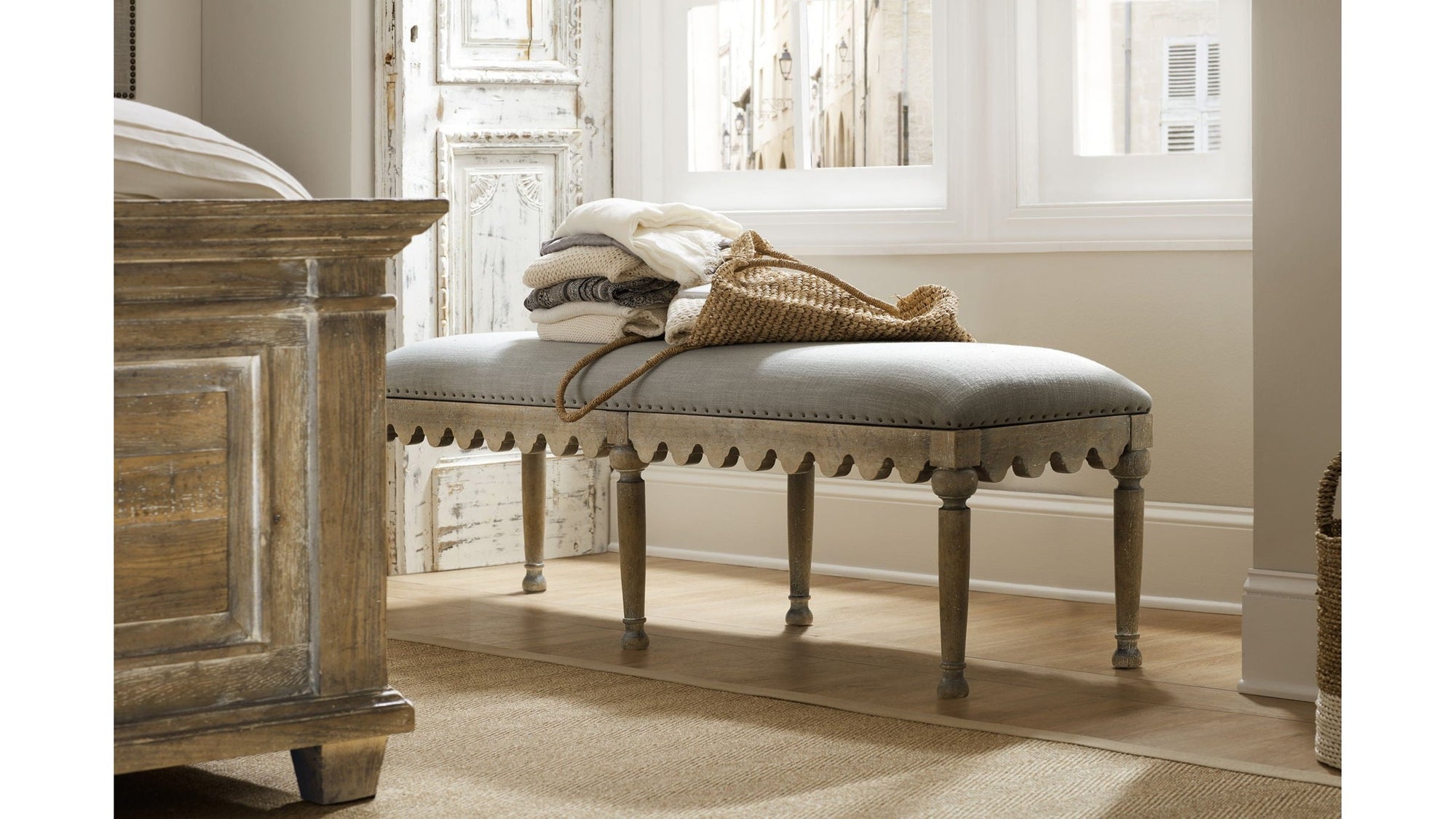 Boheme - Madera Bed Bench - Gray / Light Brown