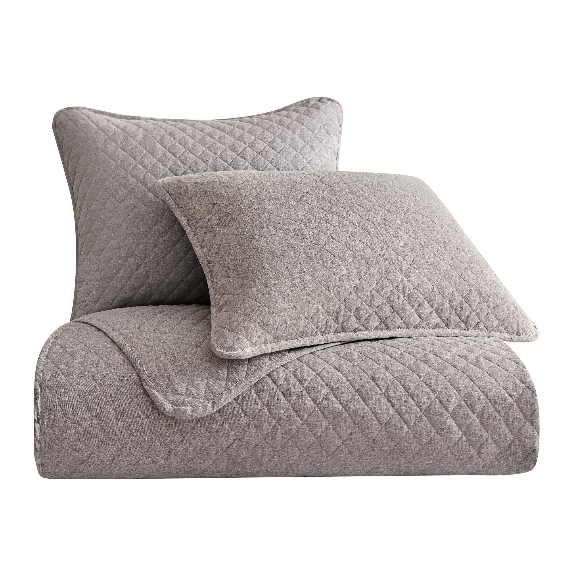 Anna - Full/Queen Diamond Quilted Coverlet Set (Set of 3) - Taupe