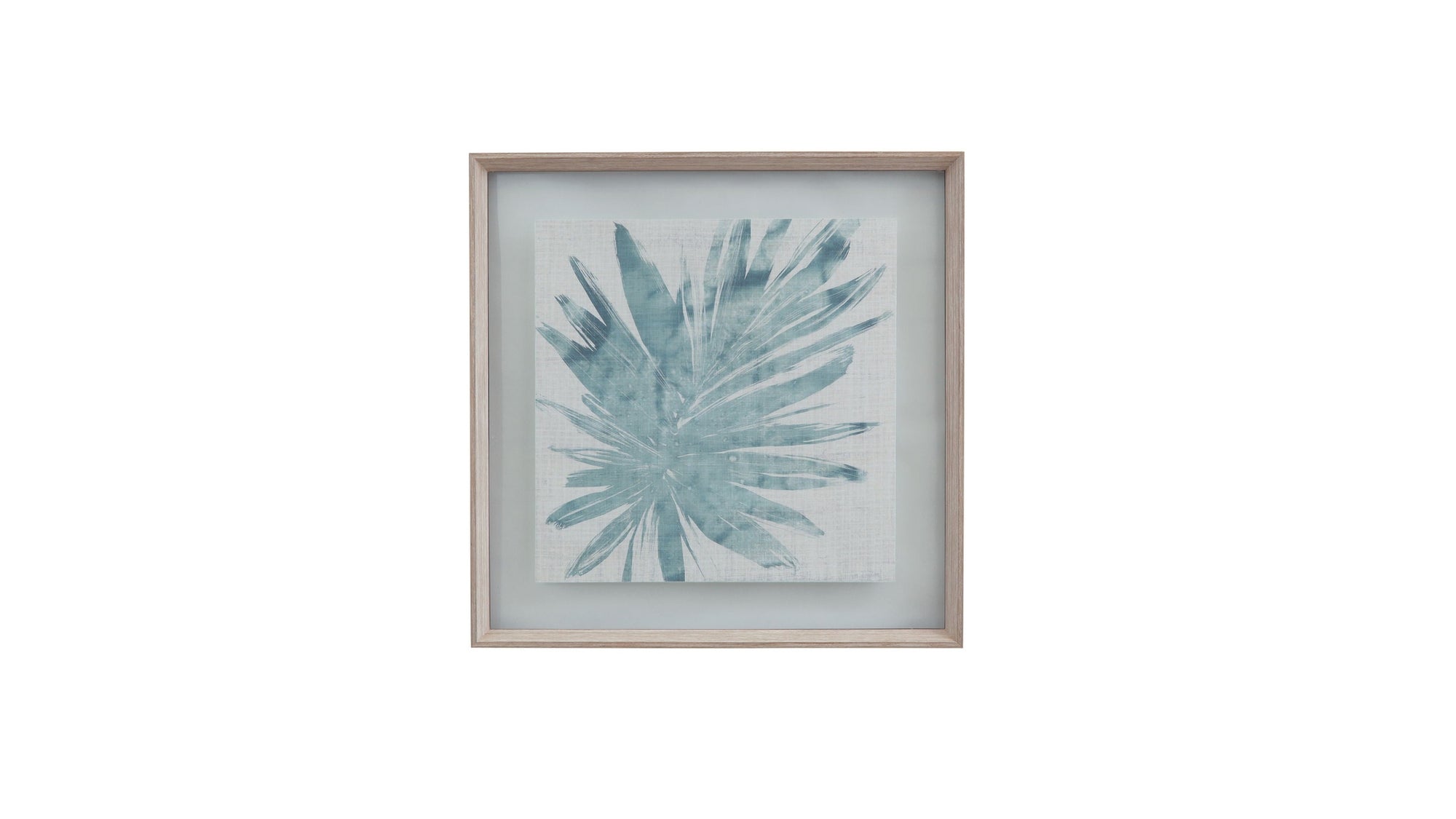 Burlap Ocean Palm III Framed Print - Light Blue