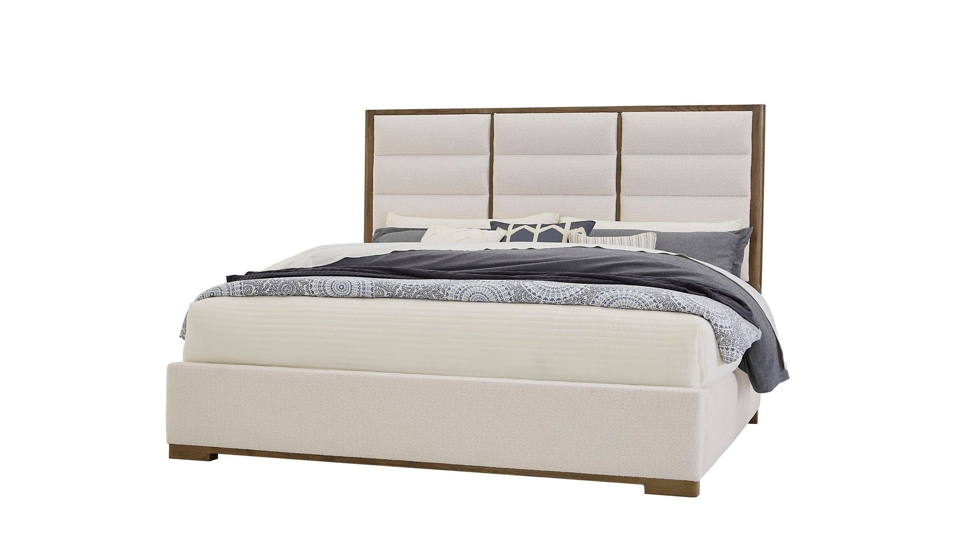 Crafted Oak - Upholstered Bed Headboard, Footboard With Rails