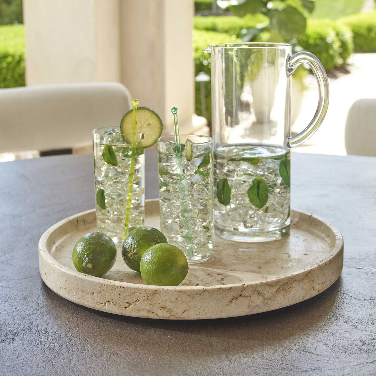 Travessa - Outdoor Round Stone Tray - White