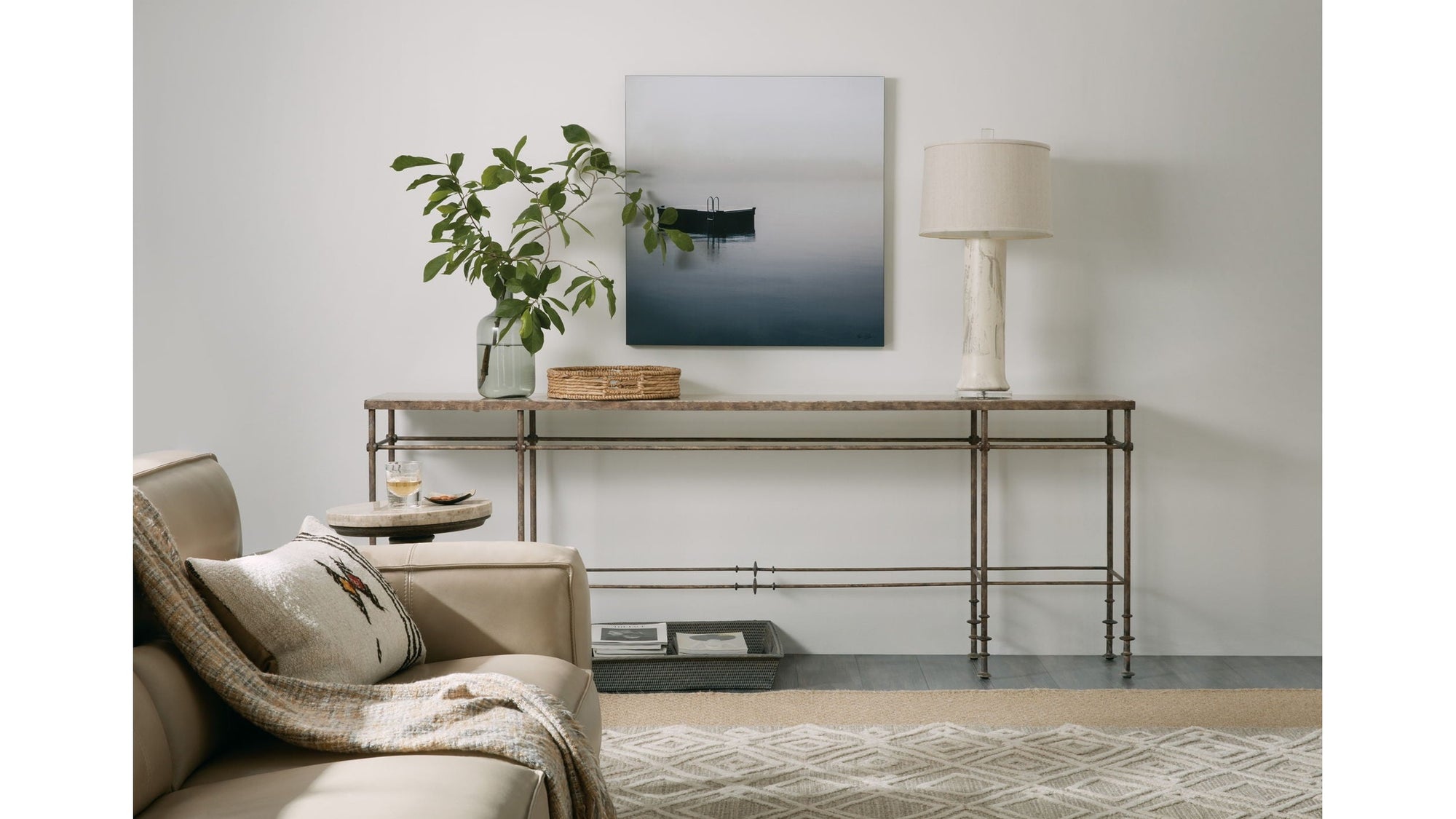 La Grange - St. James Metal And Stone Console - Dark Brown