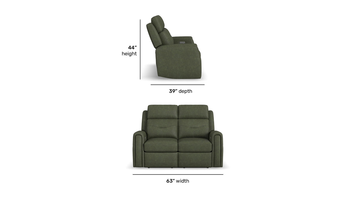 Felix - Power Reclining Loveseat With Console, Power Headrest, Lumbar, Heat &amp; Massage