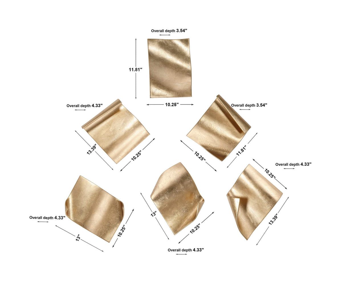Fluttering Pages - Wall Decor (Set of 6) - Gold