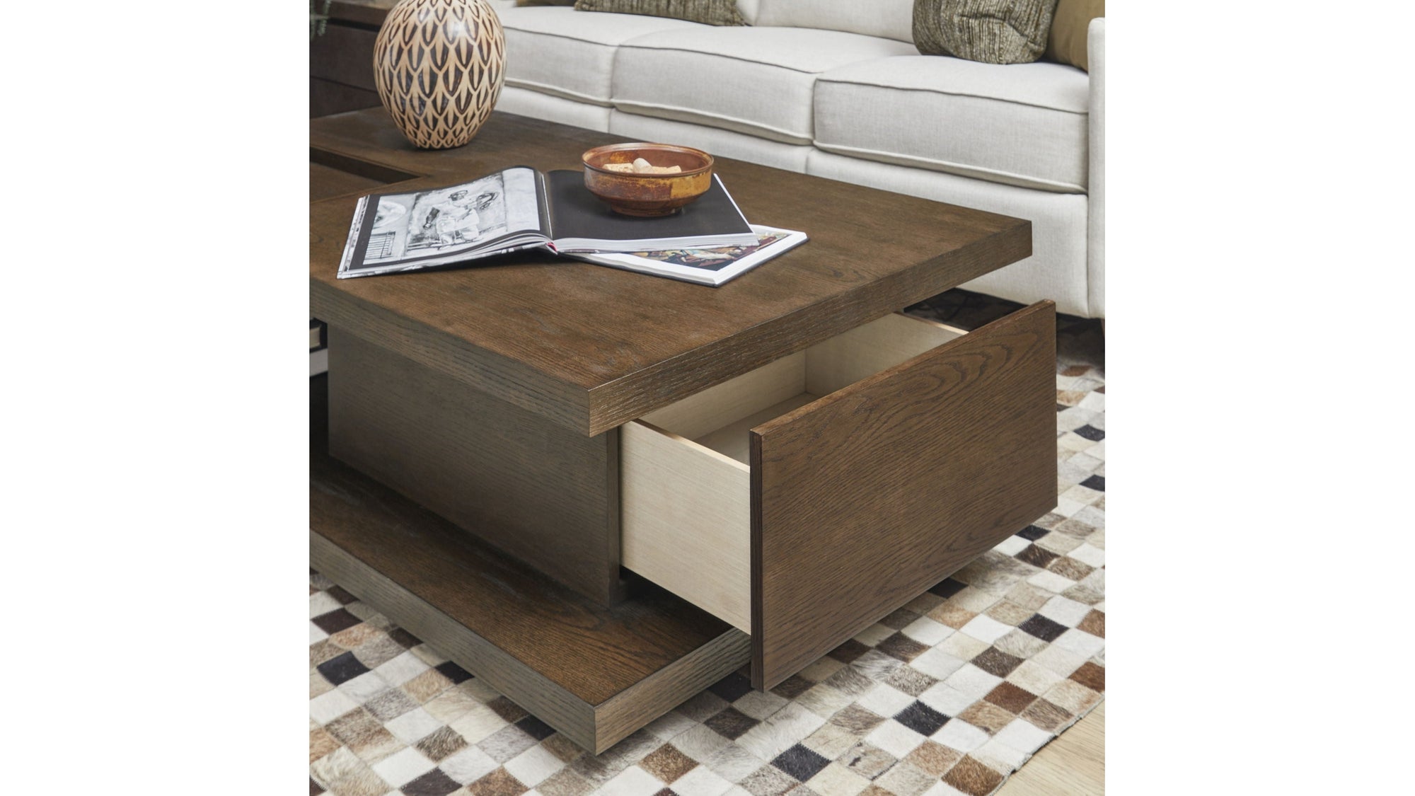 Athens - Rectangular Coffee Table With Casters - Chocolate Brown