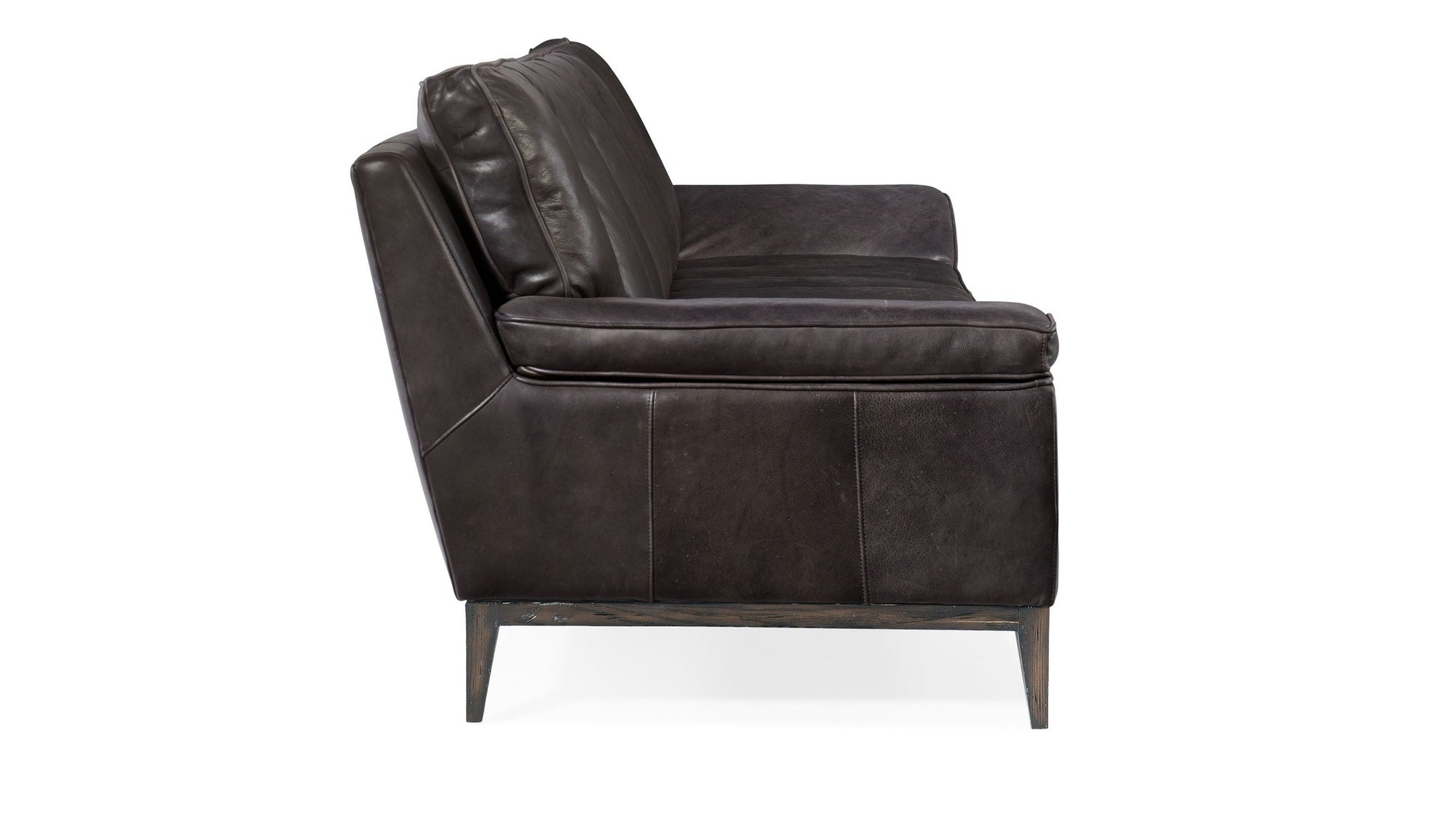 SS - Kandor Leather Stationary Sofa - Black