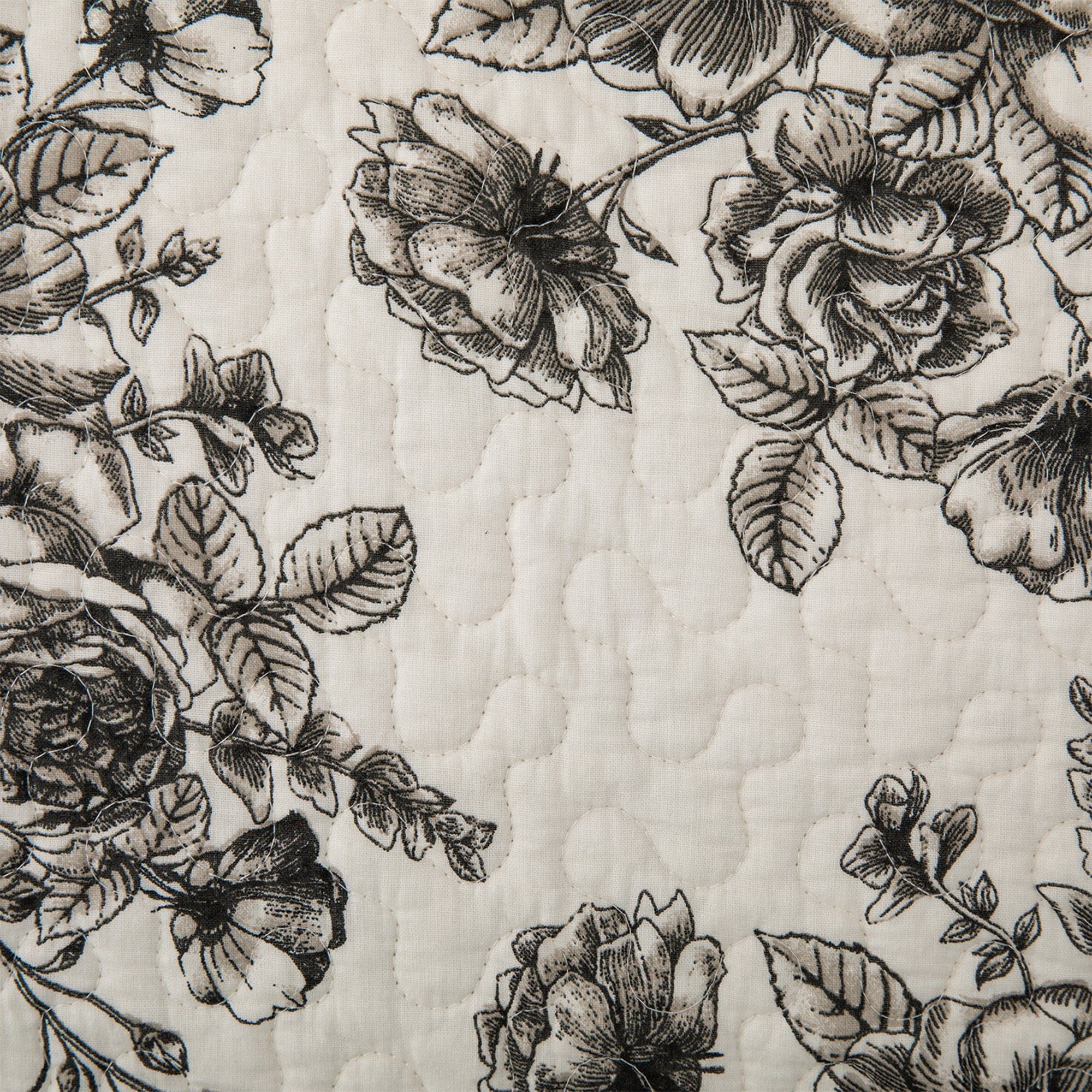 Lyla - Twin Reversible Floral Print Quilt Set (Set of 2) - White / Brown