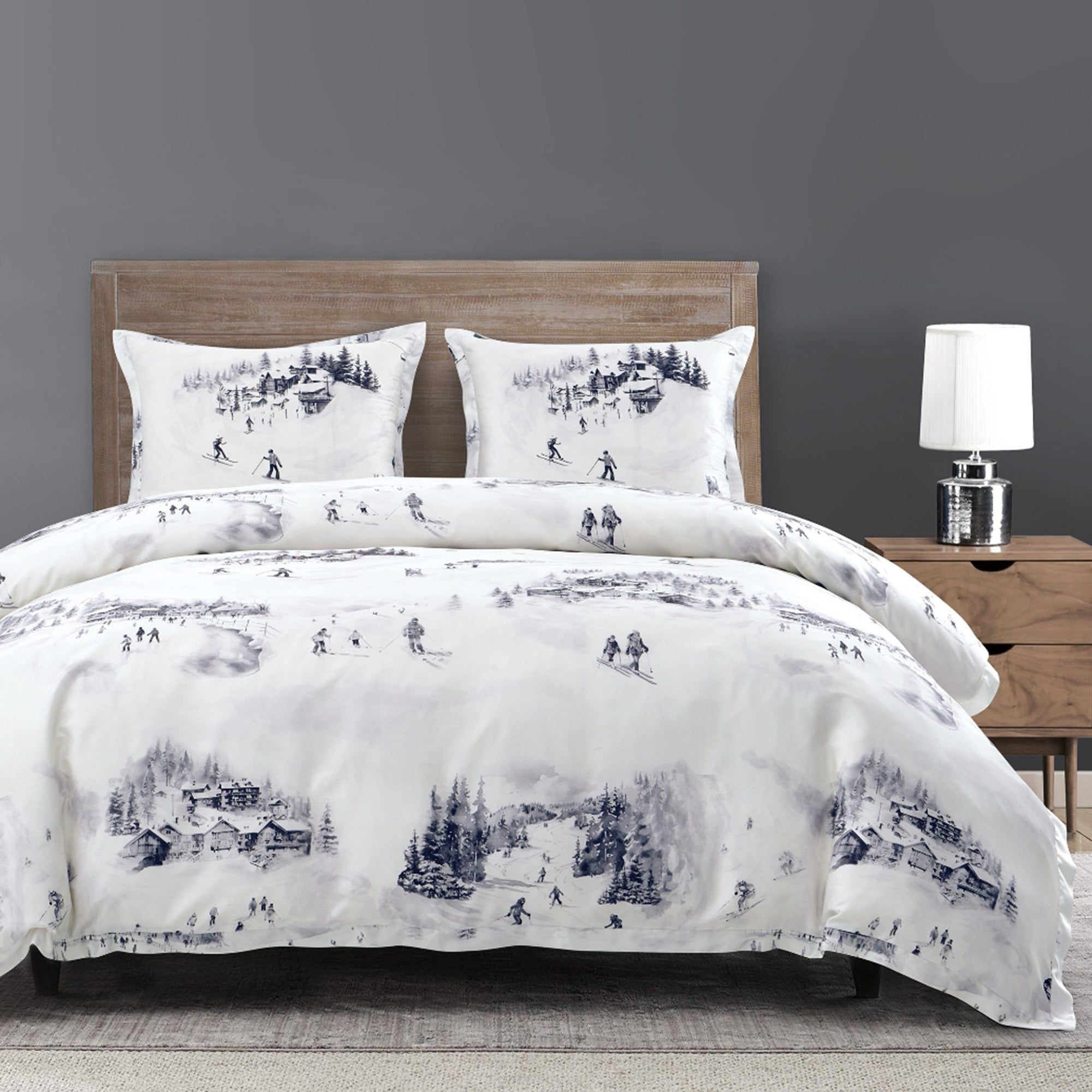 Ski Life - King Eucalyptus Duvet Cover Set (Set of 3) - Gray