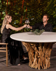Stonewood - Indoor-Outdoor Dining Table - White / Woodtone