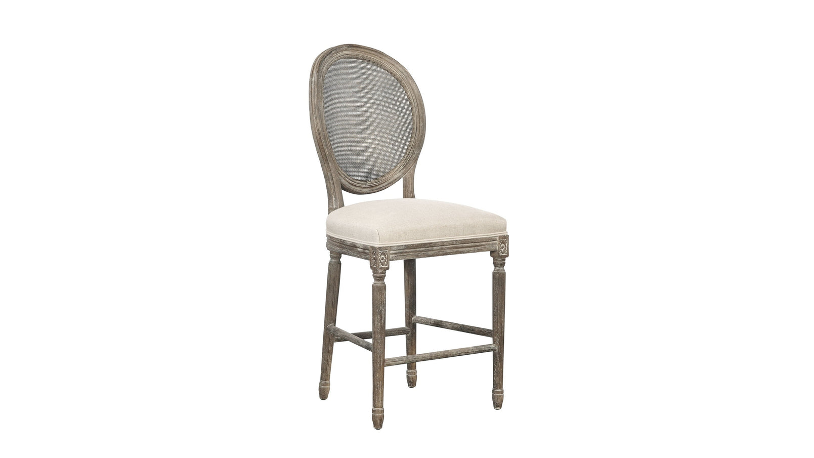 Renton - Counter Stool, Rattan Back - Light Brown / Beige