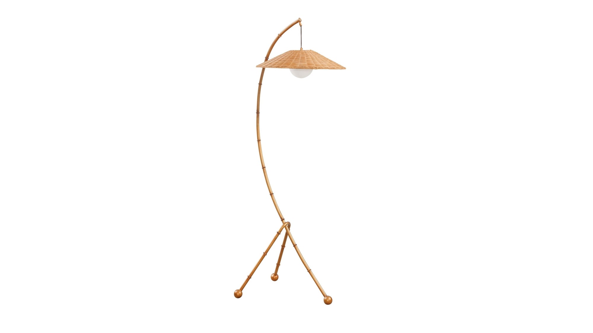 Frond - Floor Lamp - Gold / Rattan