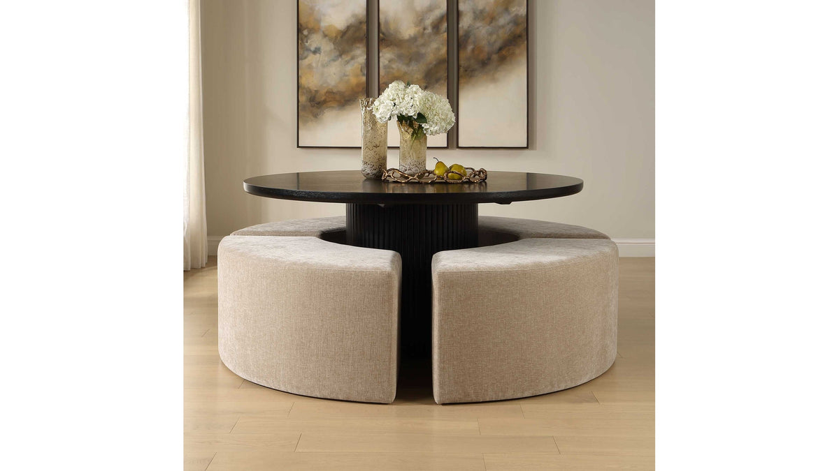 Khai - Rounded Plush Dining Bench - Brown