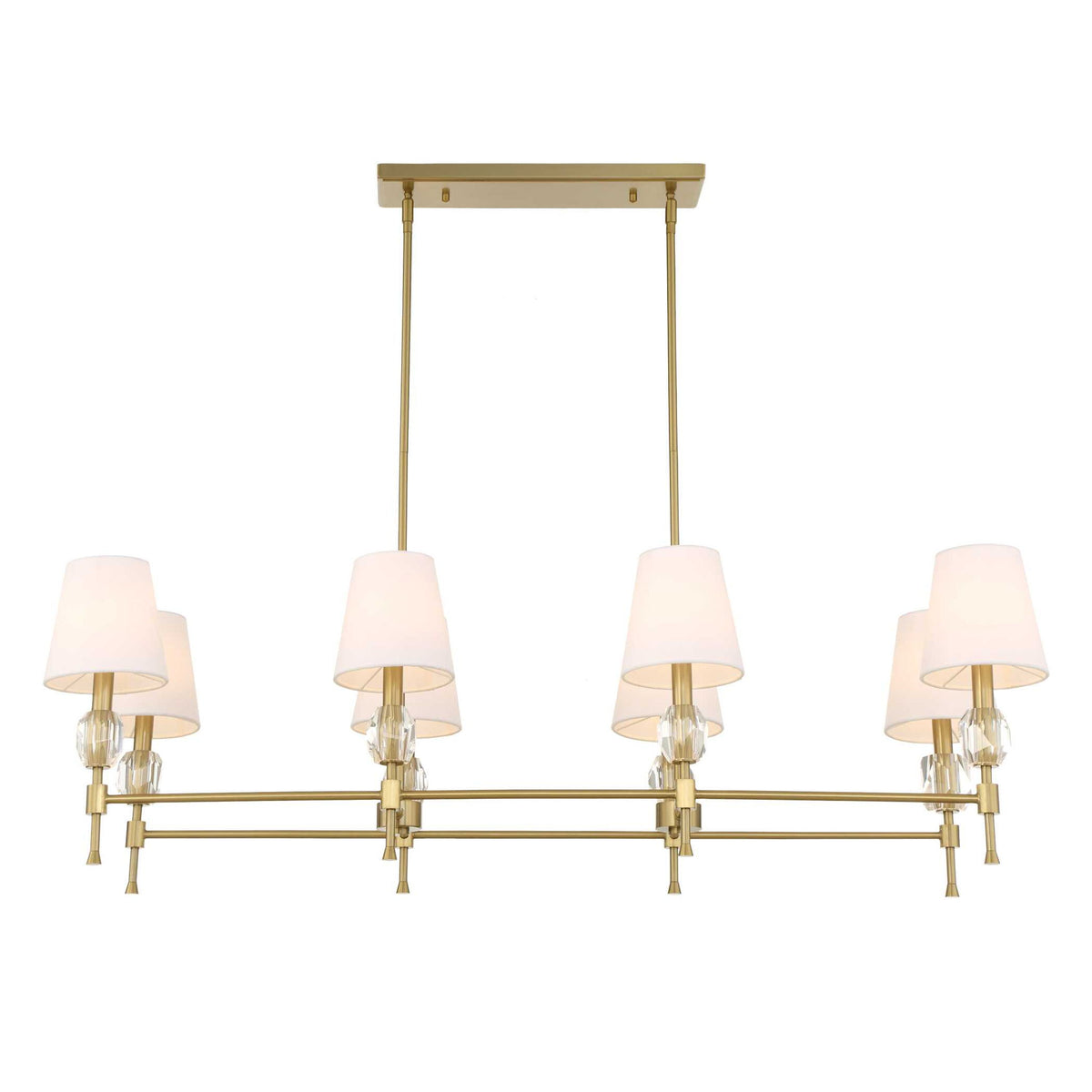 Arques - 8 Light Linear Chandelier - White / Gold