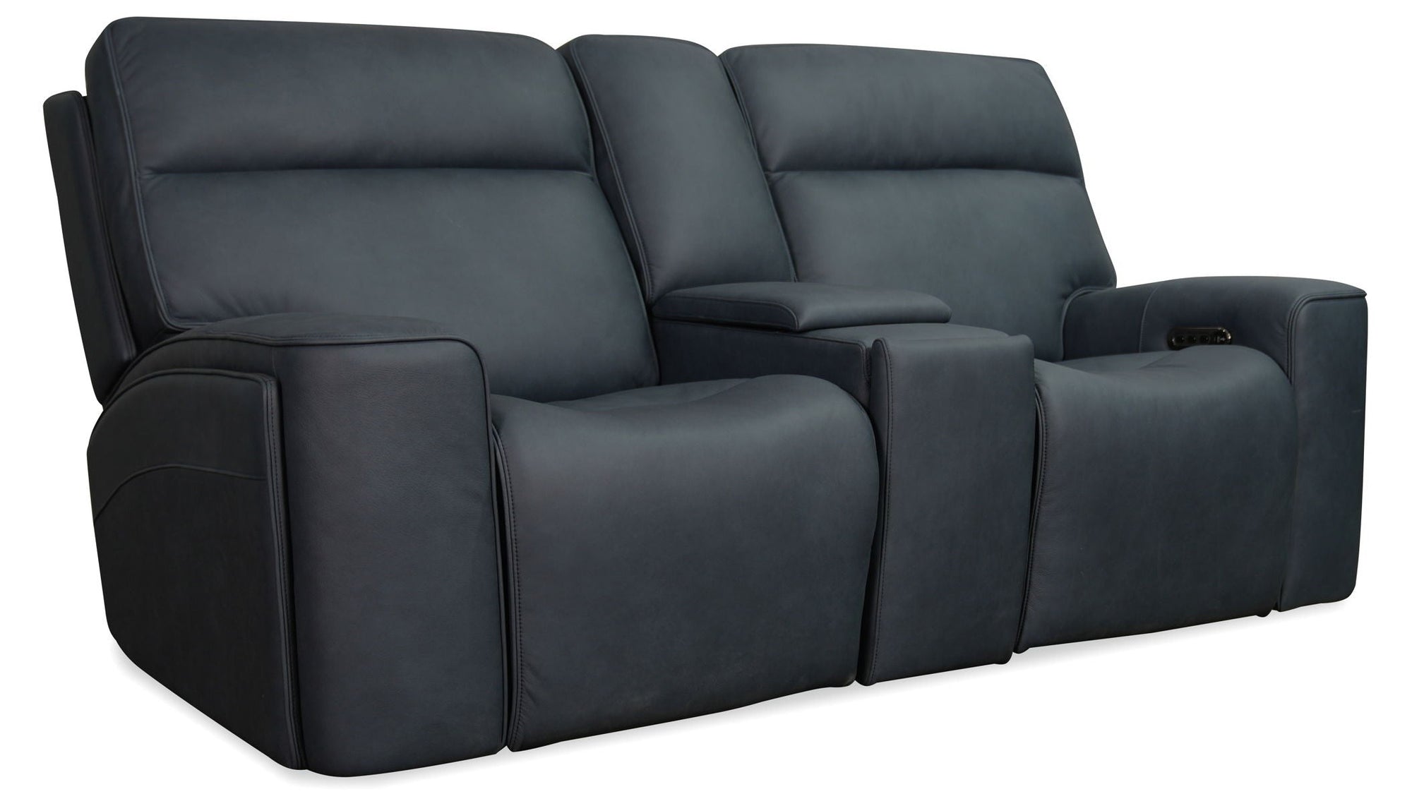 Riverton - Power Gliding Console Loveseat With Power Headrest And Lumbar - Black