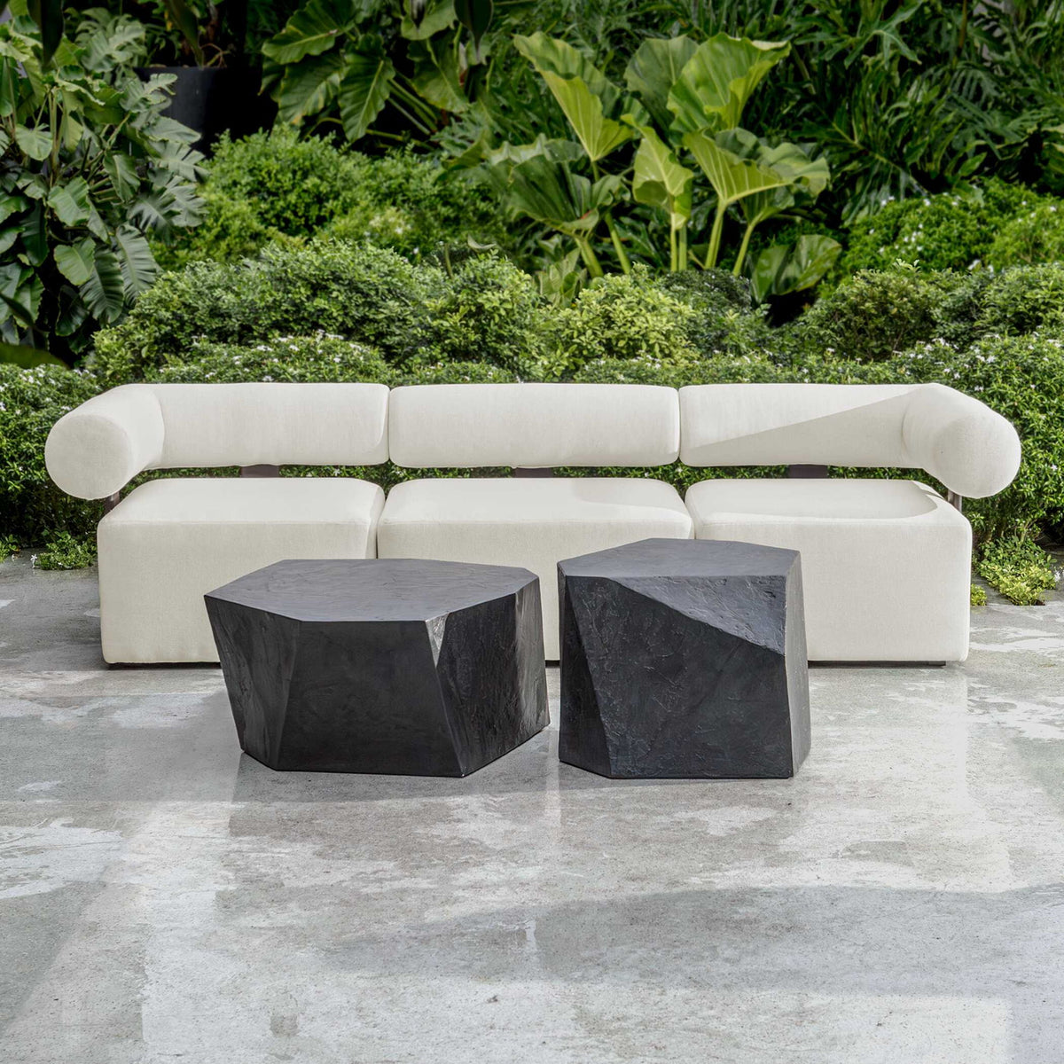 Bolster Back - Armless Outdoor Sofa - White