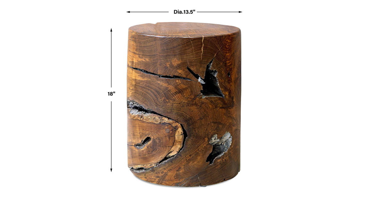 Rafe - Wooden Accent Stool - Silver / Woodtone