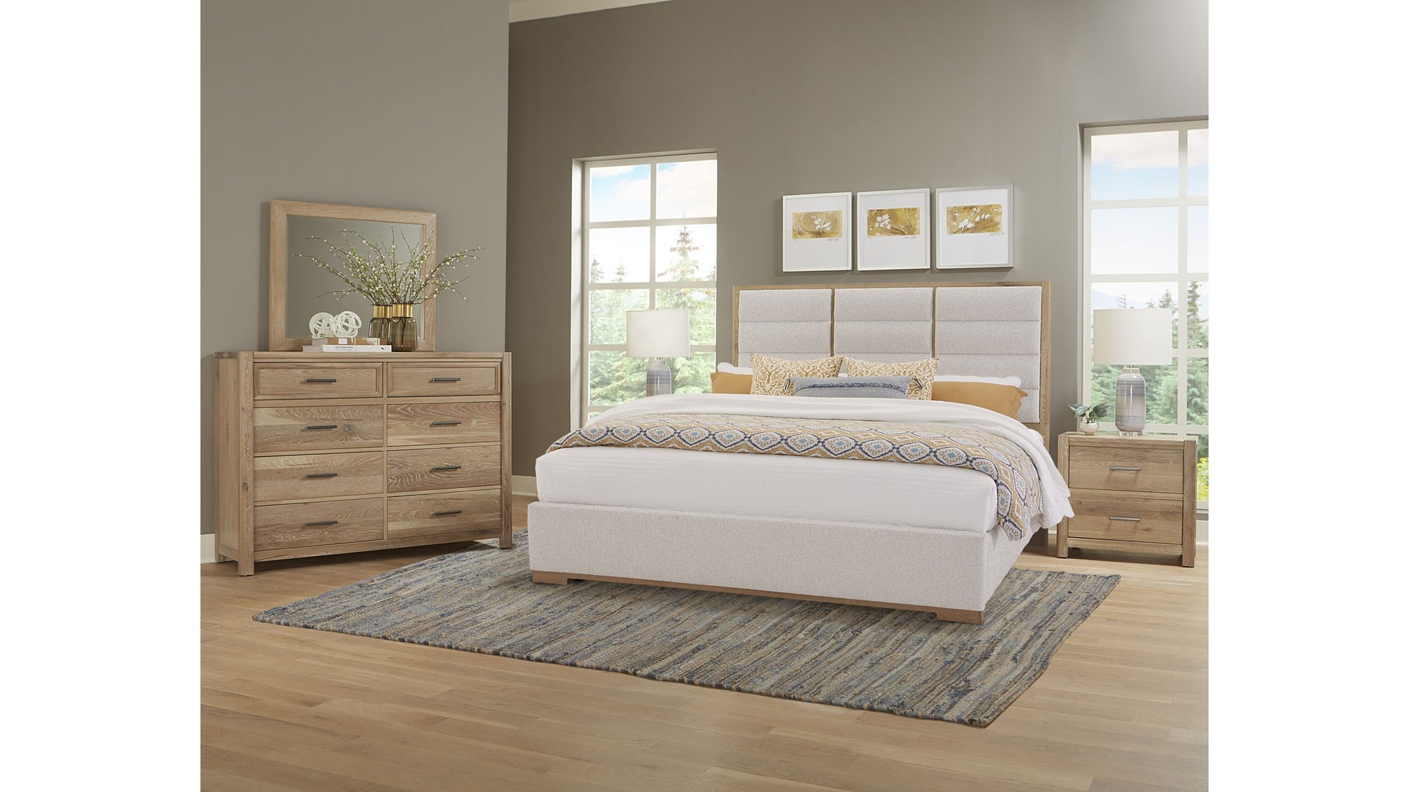 Crafted Oak - Upholstered Bed