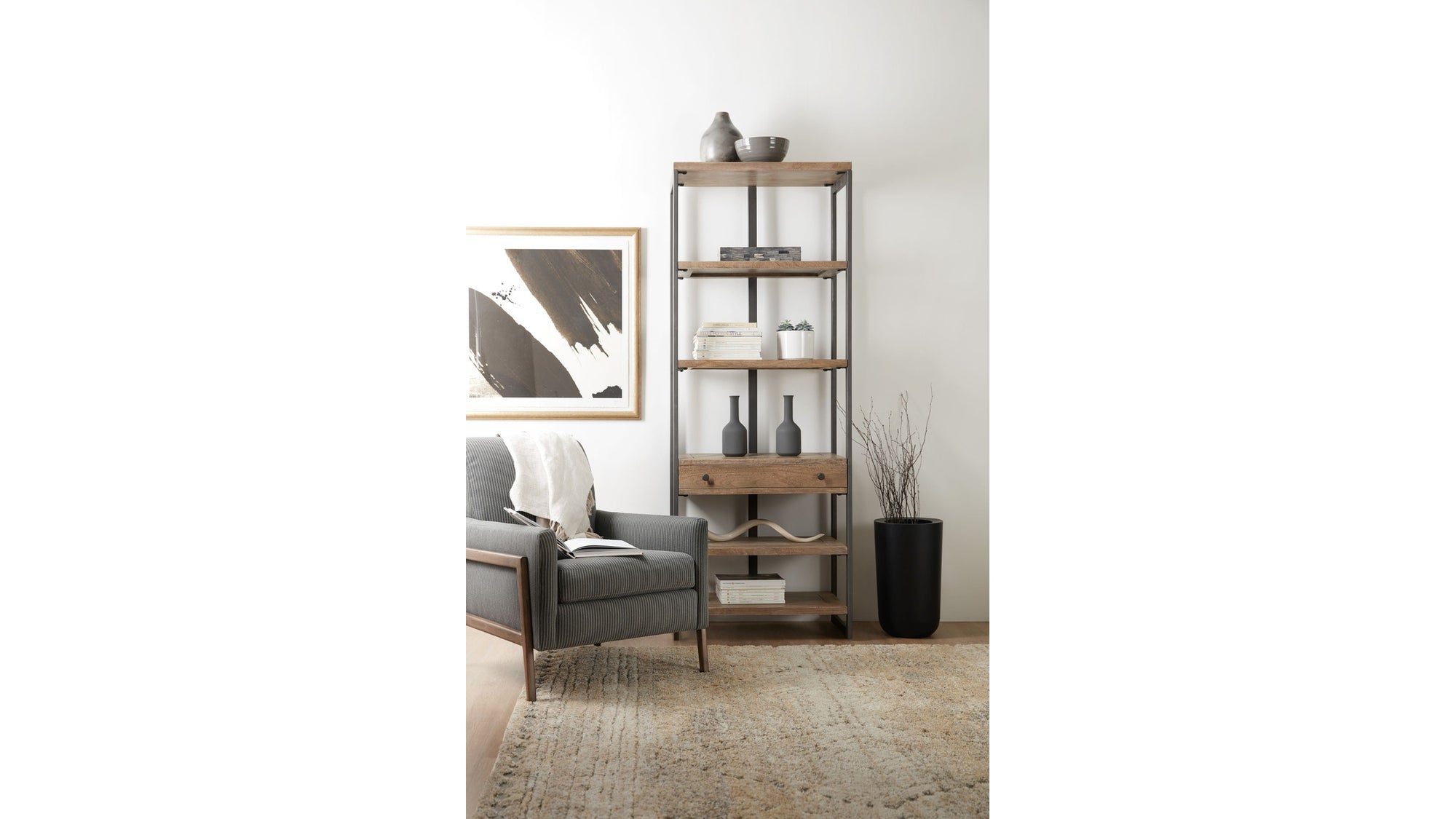 4-Shelves 1-Drawer Bookcase - Light Brown