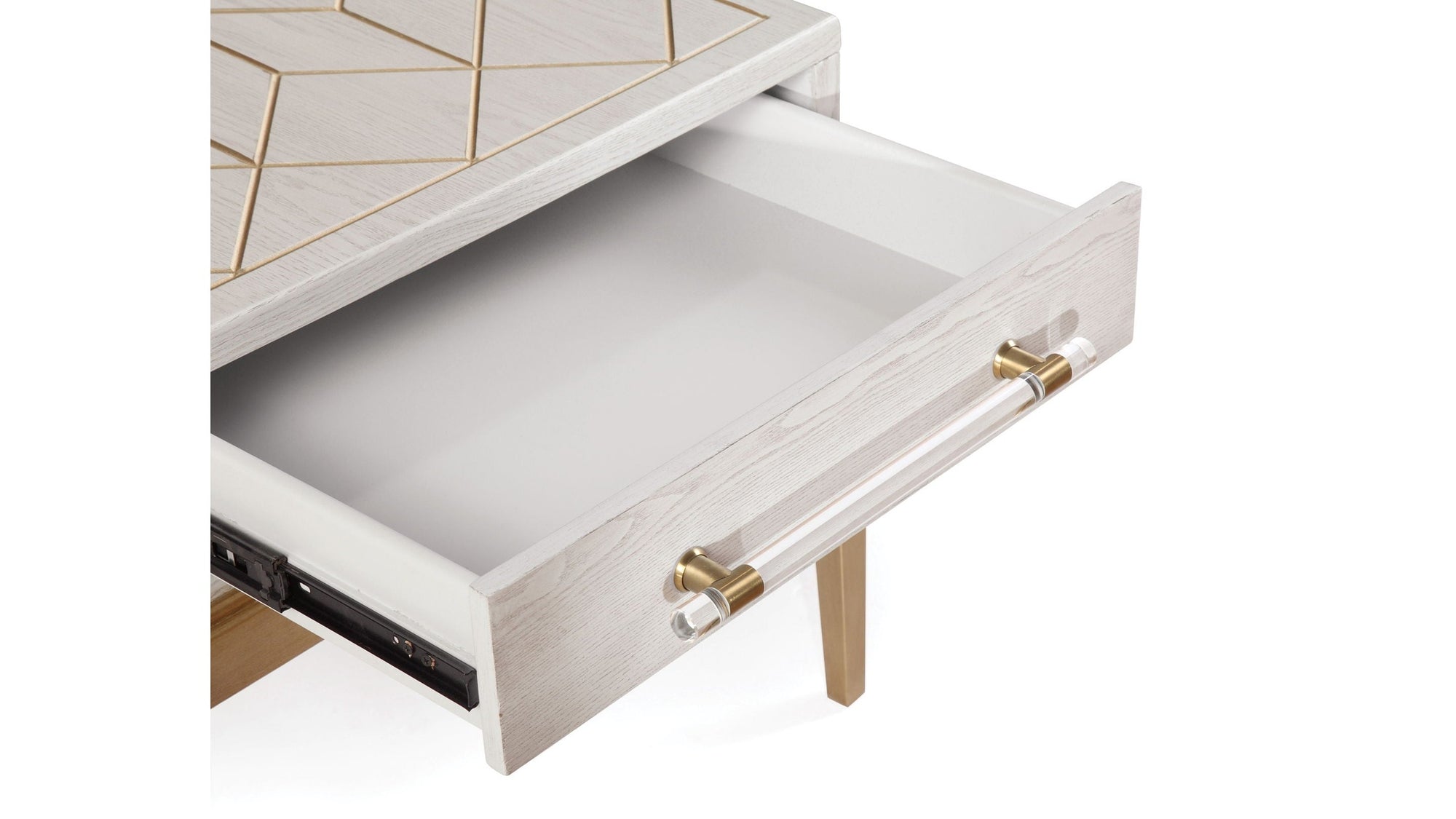 Perrine - Rectangle End Table - White / Gold