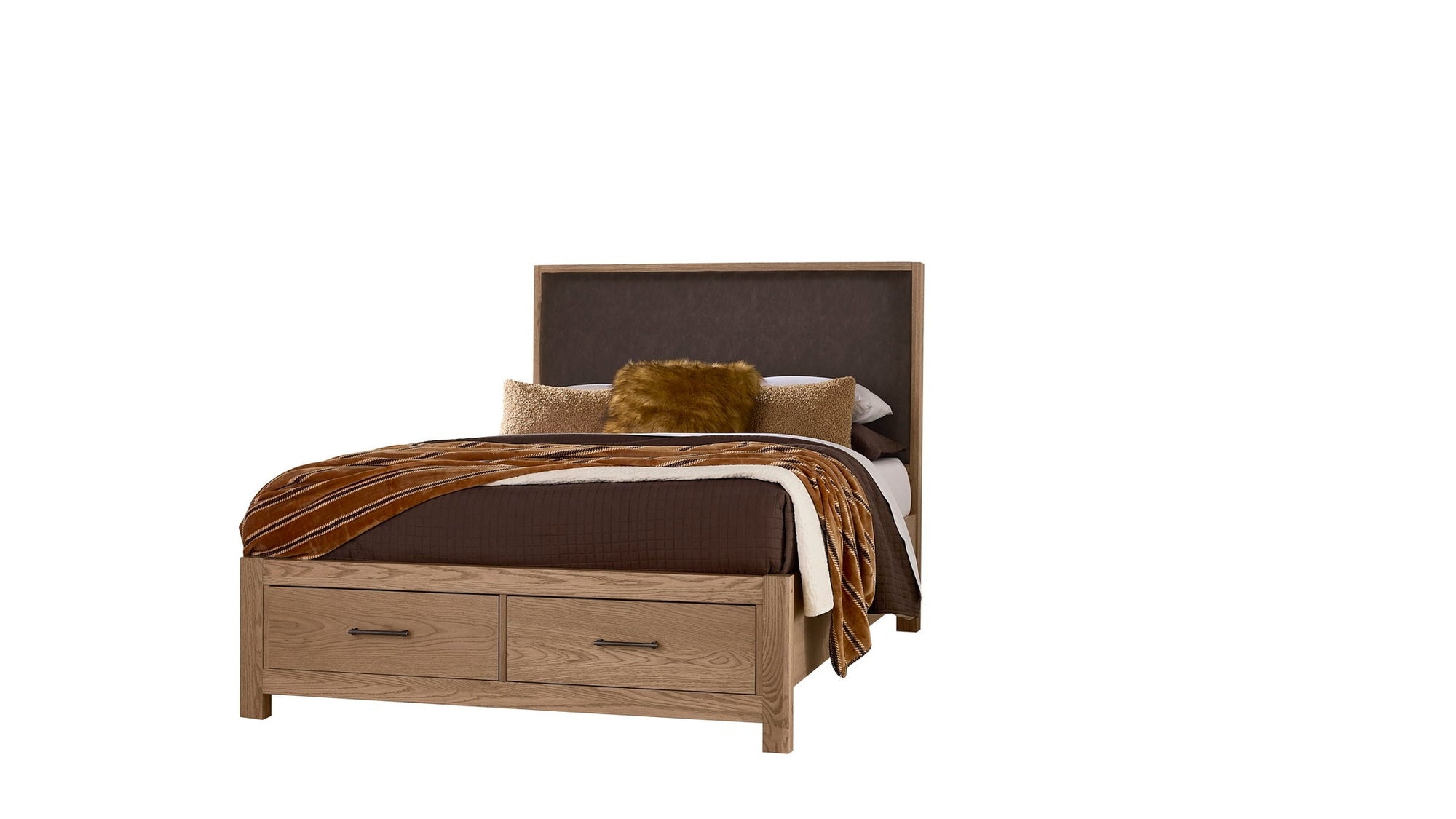 Lodge & Loft - Upholstered Storage Bed - Dark Oak / Sedona Brown