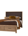 Lodge & Loft - Upholstered Storage Bed - Dark Oak / Sedona Brown