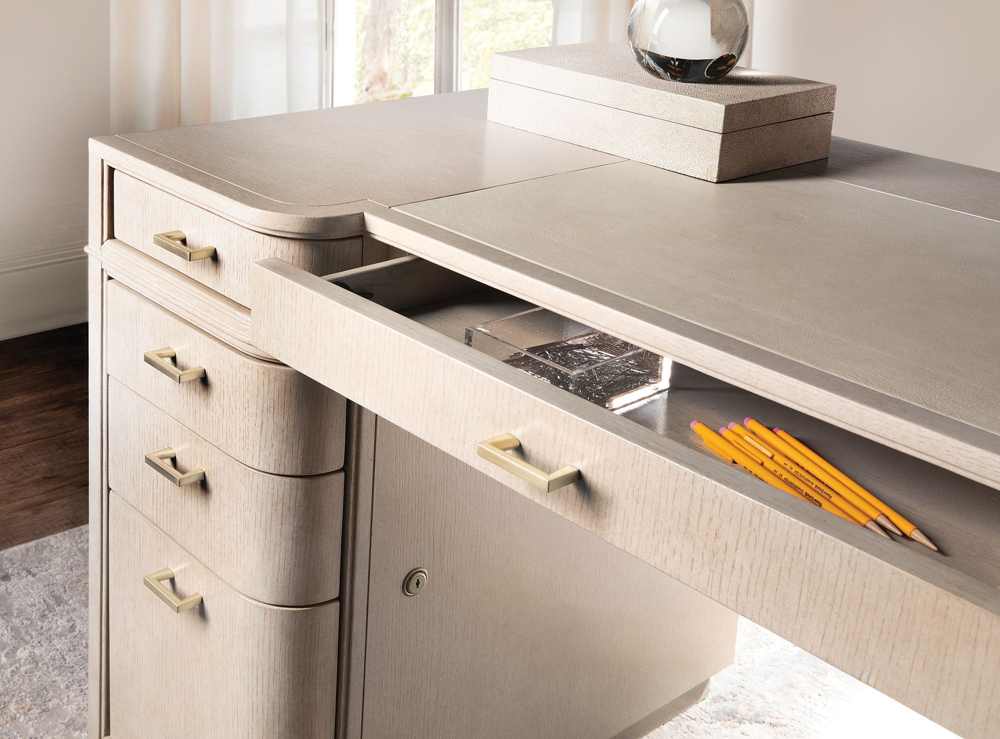 Marlowe - Knee-Hole Desk - Polished Limestone