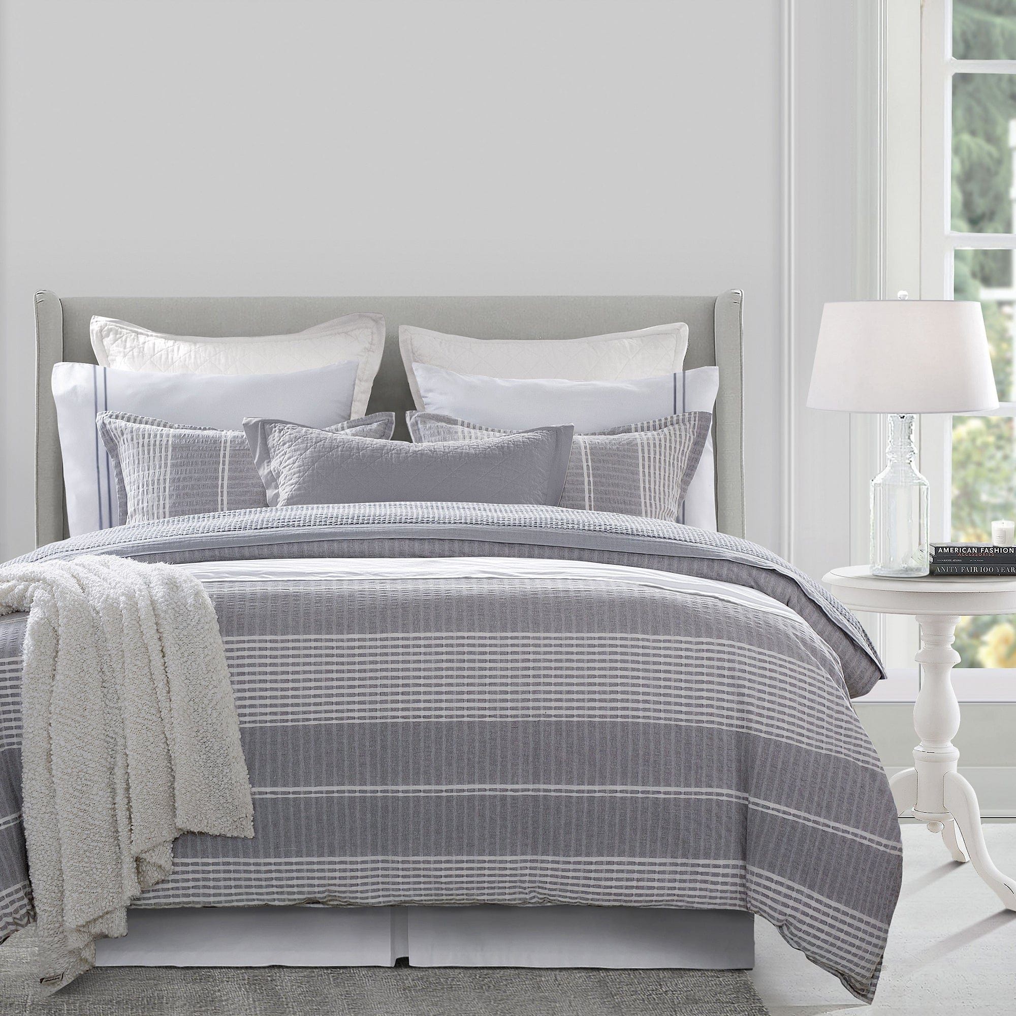Lane - Queen Stripe Comforter Set (Set of 3) - Gray